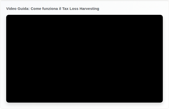 Video guida Tax Loss Harvesting presente in cima al tab