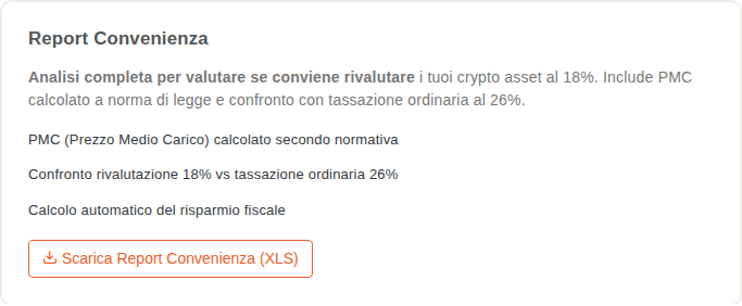 Card Report Convenienza con la spiegazione del confronto tra 18% e 26%
